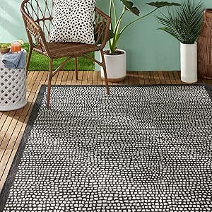 Tommy Bahama Marlin Transitional Indoor/Outdoor Area Rug, Black, 5'3"x7'3" | Amazon (US)