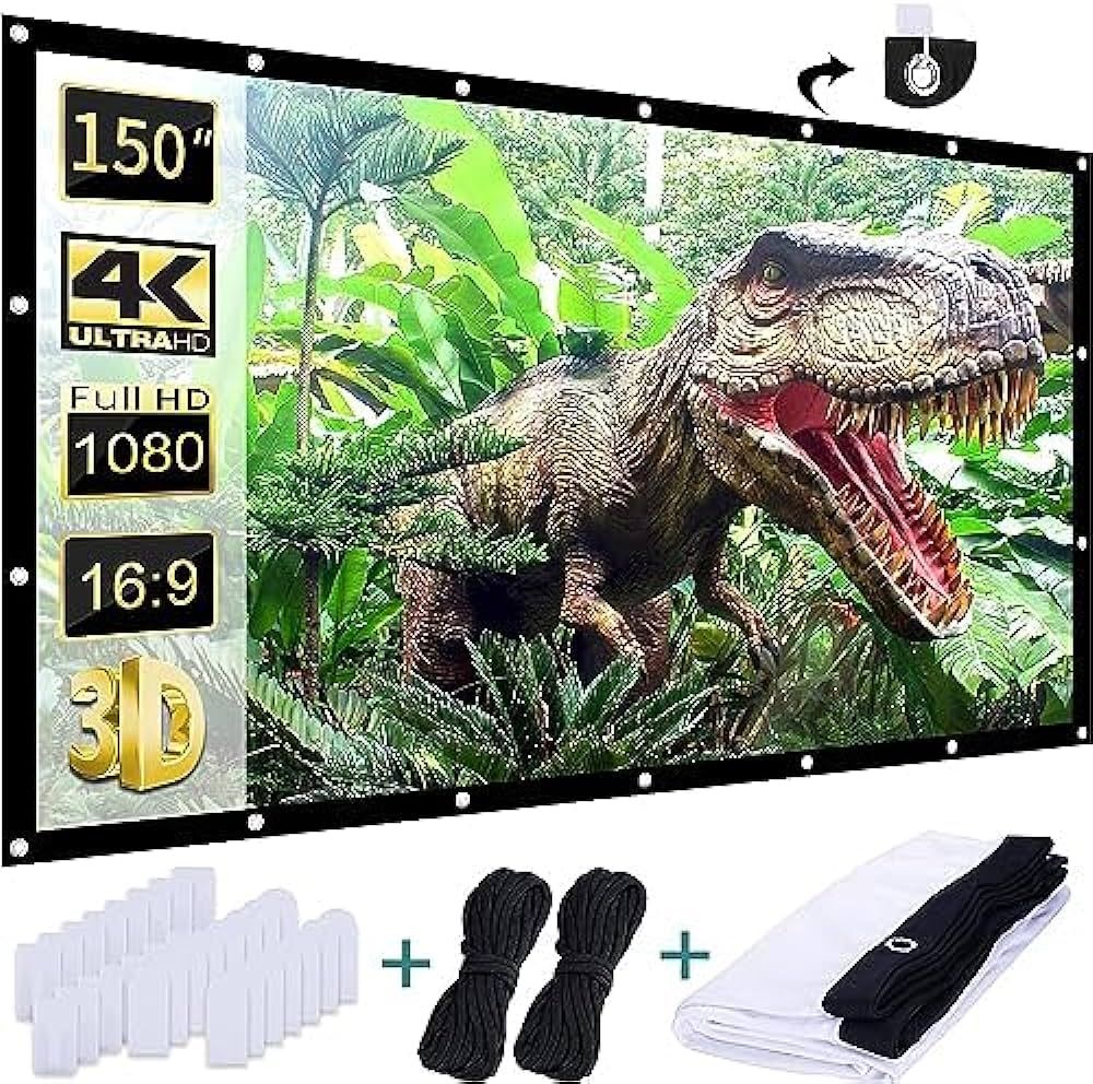 AAJK Outdoor Projection Screen 150 inch, Washable Projector Screen 16:9 Foldable Anti-Crease Port... | Amazon (US)