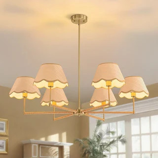 Starsky 6-Light Large Handmade Natural Rattan Boho Wagon Wheel Chandelier | Bed Bath & Beyond