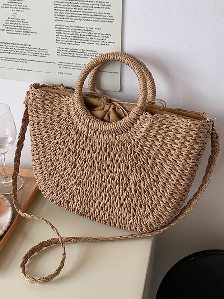 Minimalist Straw Bag,Perfect For Summer Beach Travel Vacation | SHEIN
