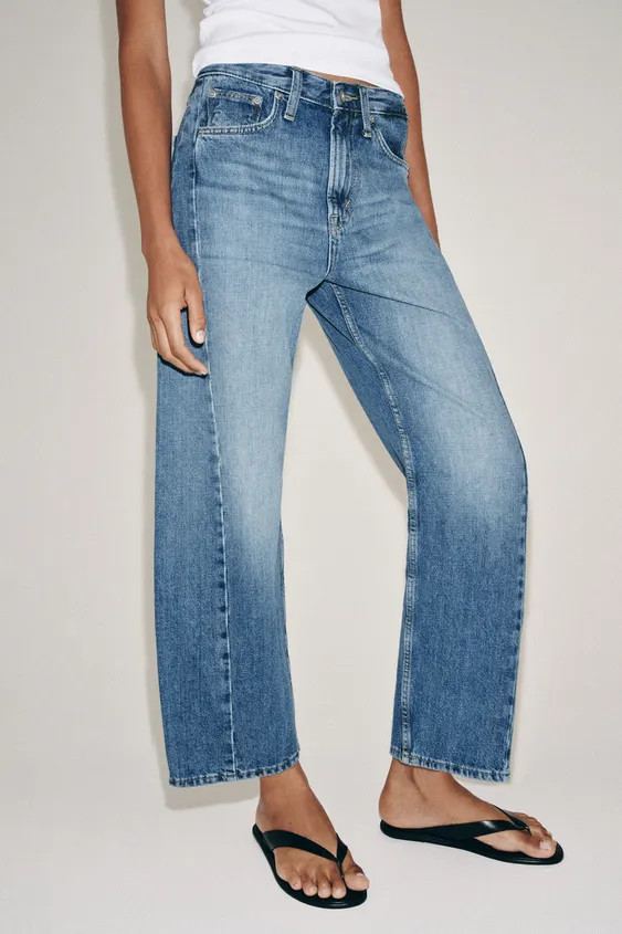 ZW COLLECTION ANKLE RELAXED FIT MID-WAIST JEANS | Zara UK