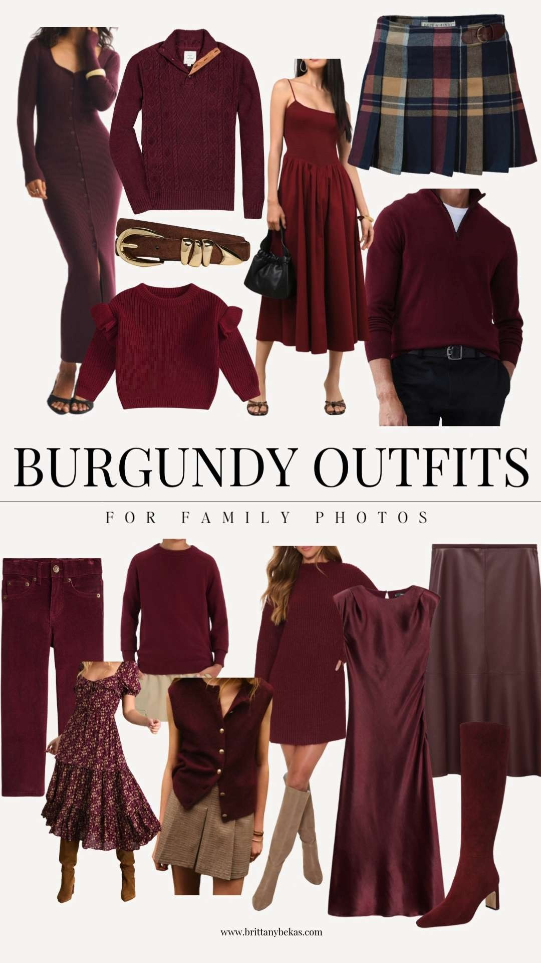 Burgundy outfits for the whole family 🍷 Cozy sweaters, cute dresses, corduory pants, and skirts that photograph beautifully for family pictures. This rich color palette is timeless for Thanksgiving, holiday photos, or any fall event.

fall family photo outfits · burgundy family outfits · Thanksgiving outfits · fall fashion · holiday family photo style 

 

#LTKFindsUnder100 #LTKStyleTip #LTKFamily