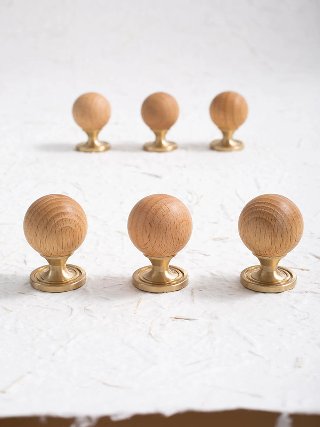 Nordic Japanese Solid Wood Ball Brass Small Knob Wardrobe Door Drawer Furniture Single Hole Round... | Etsy (US)