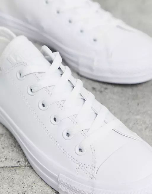 Converse Chuck Taylor All Star Ox leather sneakers in white mono | ASOS (Global)