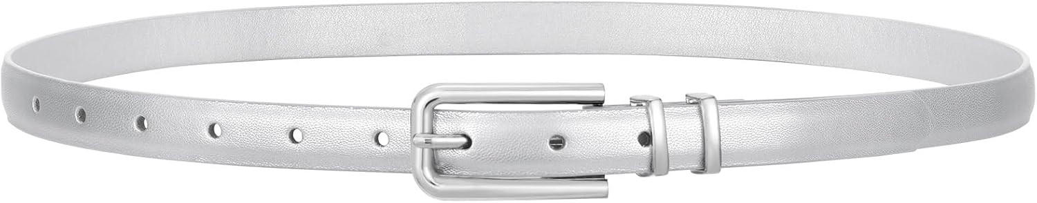 Women Skinny Leather Belt Thin Waist Belt for Women Jeans Dress Fashion Ladies Belt with Gold Buckle | Amazon (US)