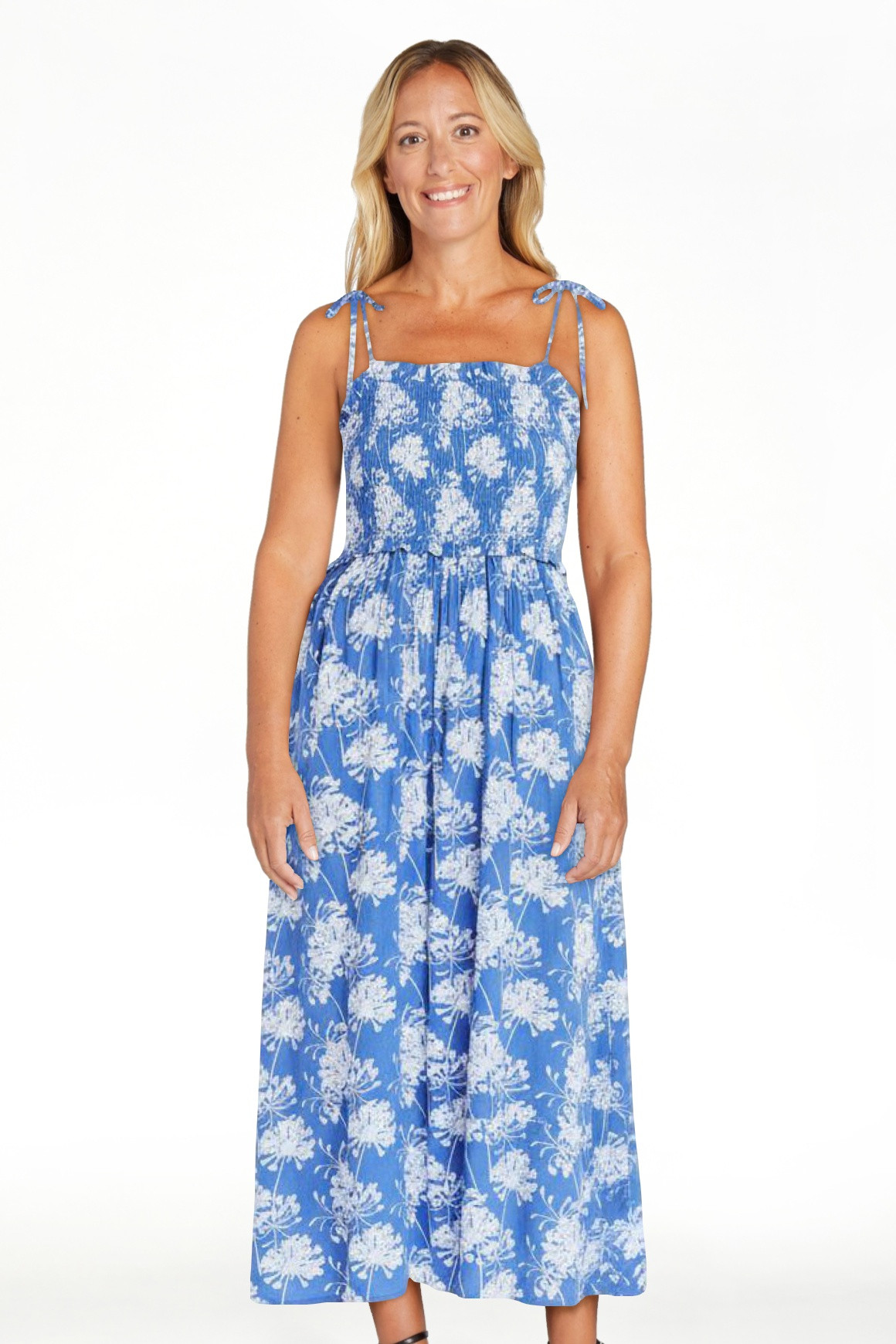 Free Assembly Women's Smocked Peplum Maxi Dress, Sizes XS-XXL | Walmart (US)