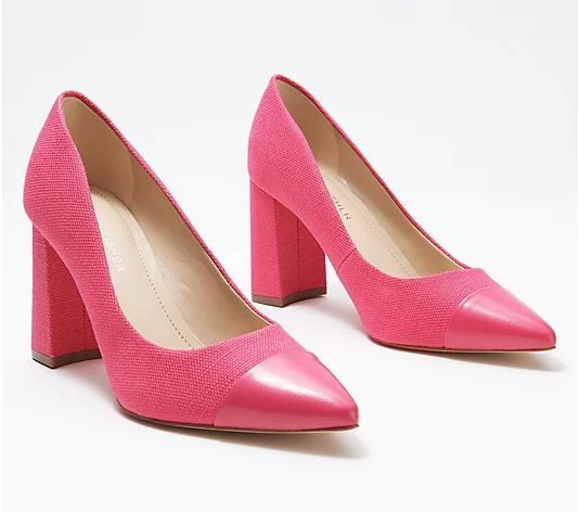 Marc Fisher Linen Pointy Toe Pumps - Velda - QVC.com | QVC