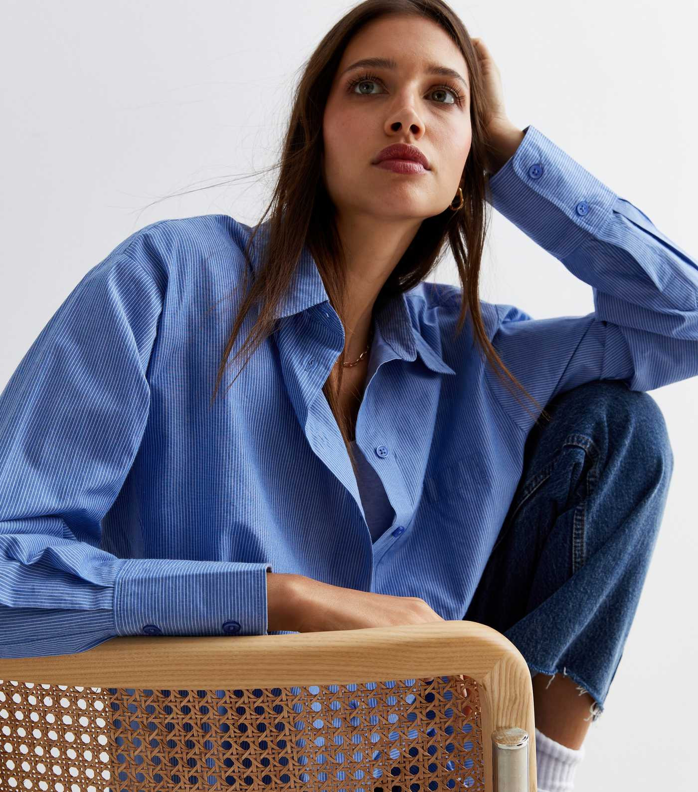 Blue Pinstripe Poplin Long Sleeve Shirt
						
						Add to Saved Items
						Remove from Saved I... | New Look (UK)