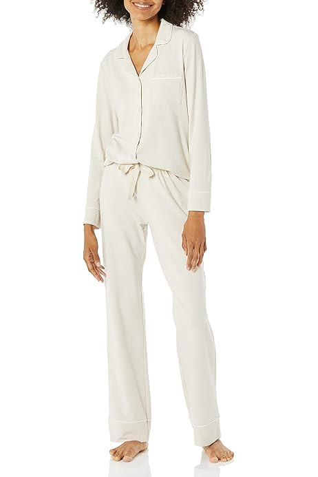 Amazon Essentials Women's Cotton Modal Long-Sleeve Shirt and Full-Length Bottom Pajama Set (Avail... | Amazon (US)