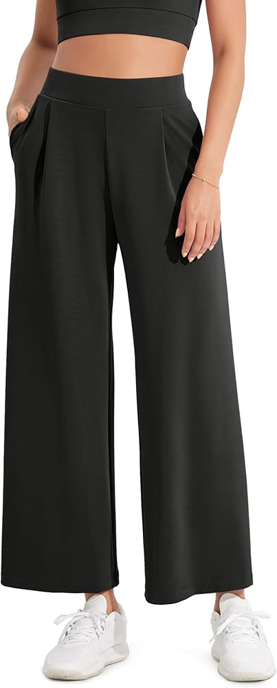 ODODOS Modal Soft Wide Leg Cropped Pants for Women High Waist Casual Relaxed Pants with Pockets-2... | Amazon (US)