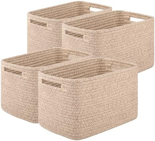 Storage Baskets for Organizing, Woven Decorative Baskets for Shelves - Books, Towels, and Clothes... | Amazon (US)