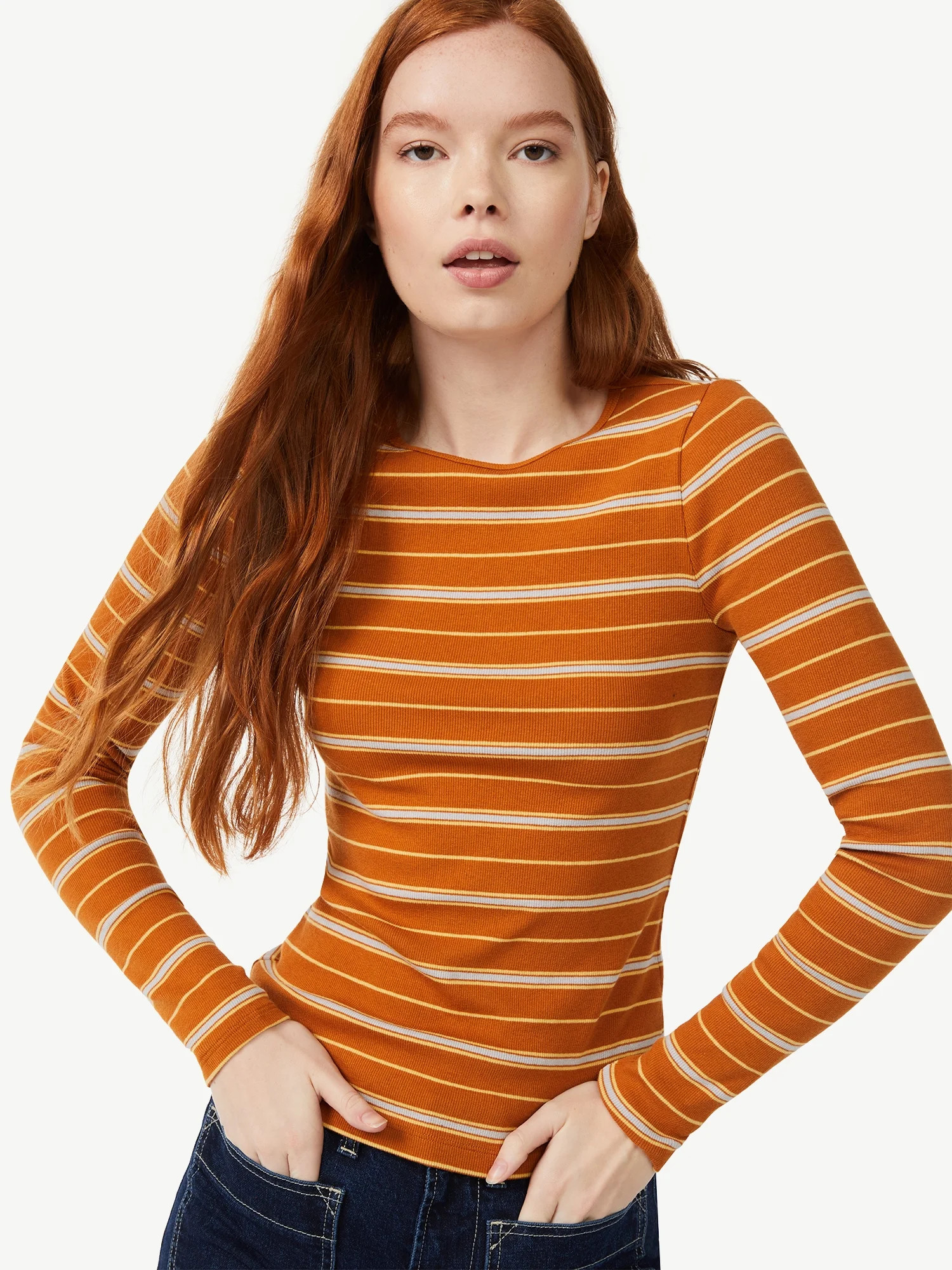 Free Assembly - Free Assembly Women's Long Sleeve Rib Crew - Walmart.com | Walmart (US)
