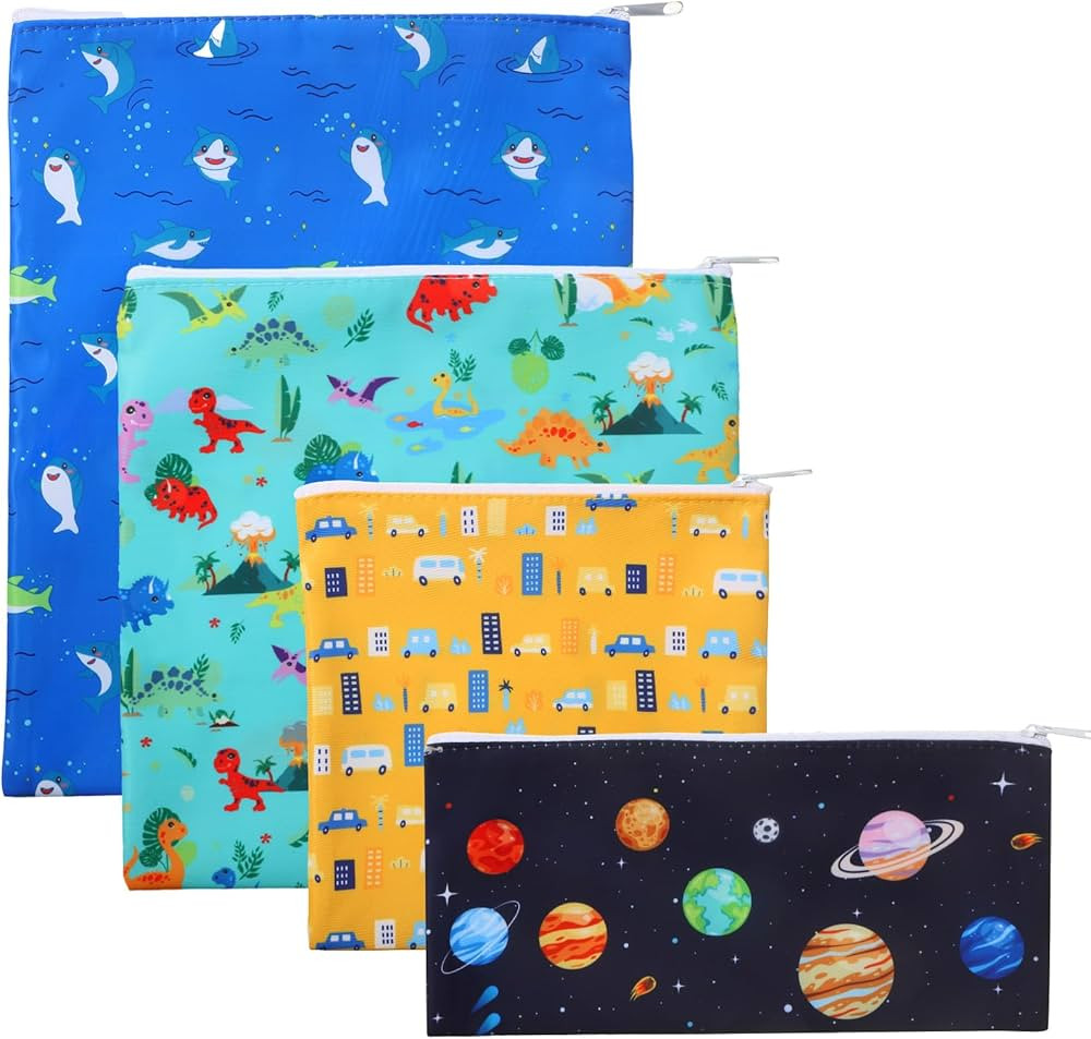 Paterr 4 Pcs Sandwich Bag Reusable Zipper Snack Bags Washable Food Safe Lunch Bags for Kids Stude... | Amazon (US)