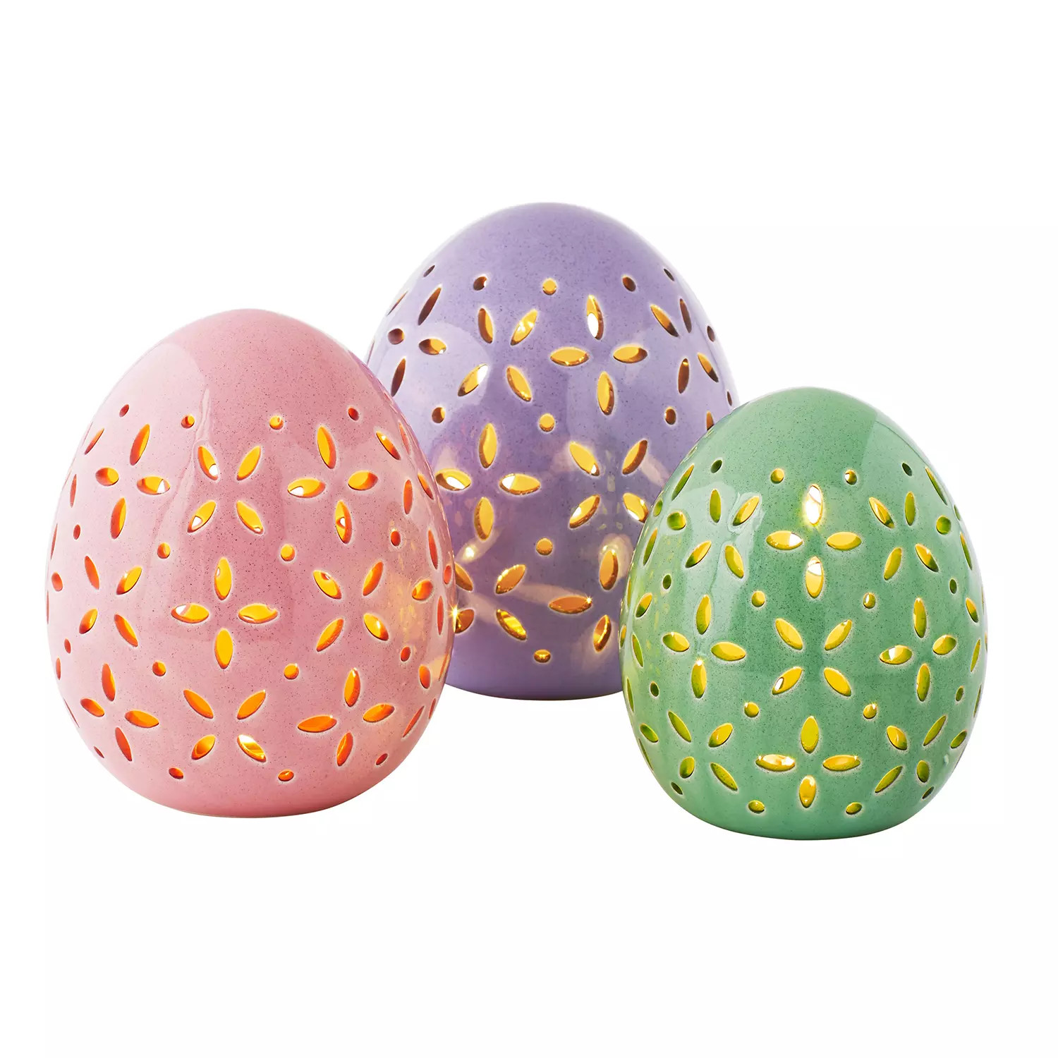 Member's Mark Pre-Lit Set of 3 Ceramic Easter Eggs - Pastel | Sam's Club
