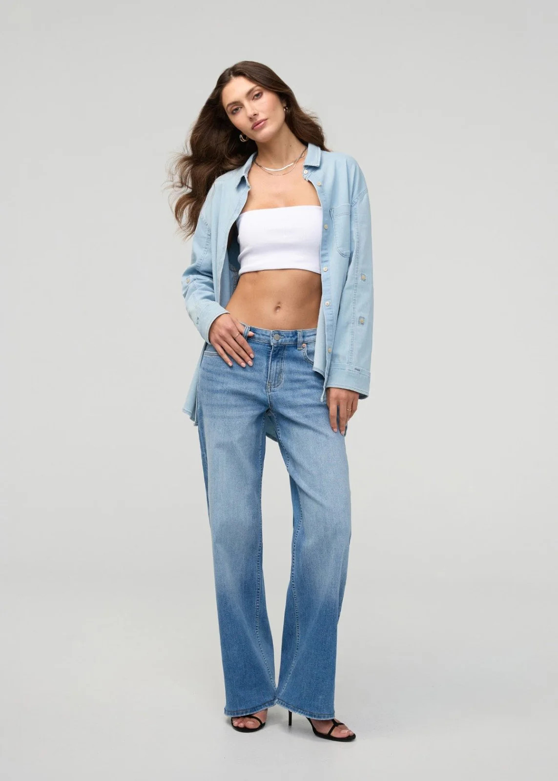 Performance Denim Lite Relaxed Button Down - Medium Stone | DUER