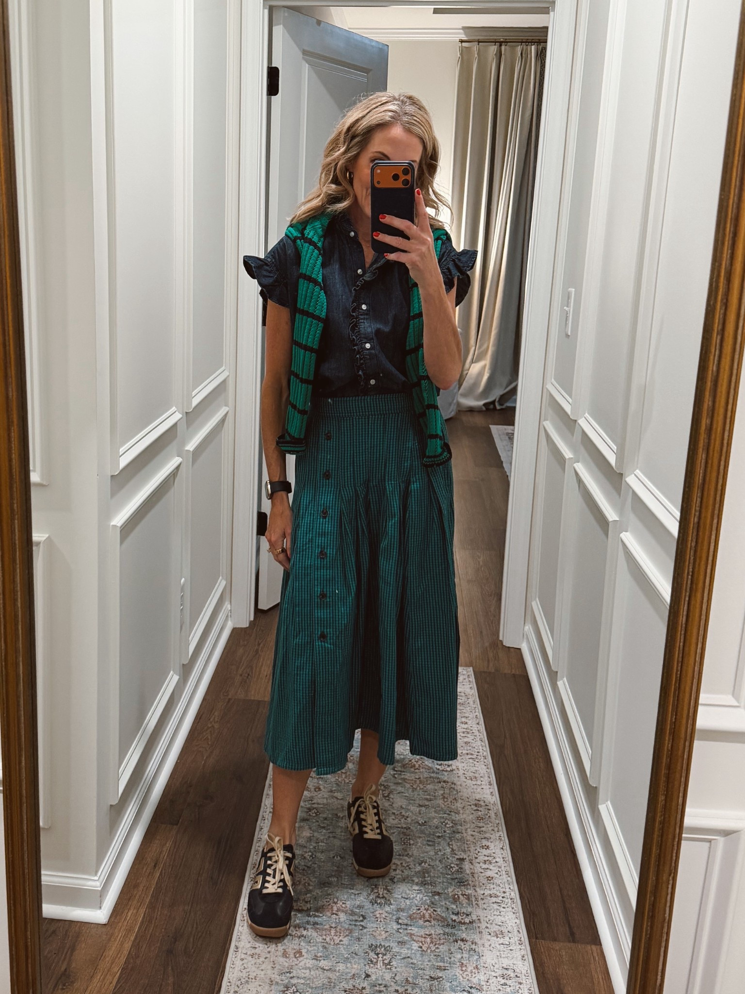 Teaching outfit of the day a Walmart skirt under $30 a Walmart top and a Walmart sweater. I did link options for this denim top. It was a favorite from the summer.

#LTKgrwm #LTKootd #LTKmomlife