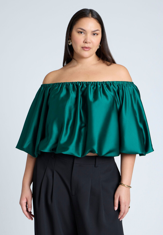 Satin Bubble Top | Eloquii