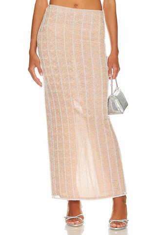 Camila Coelho Carlton Maxi Column Skirt in White from Revolve.com | Revolve Clothing (Global)