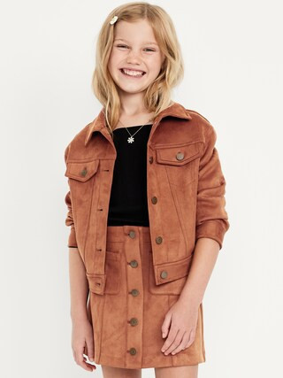 Oversized Faux-Suede Trucker Jacket for Girls | Old Navy (US)