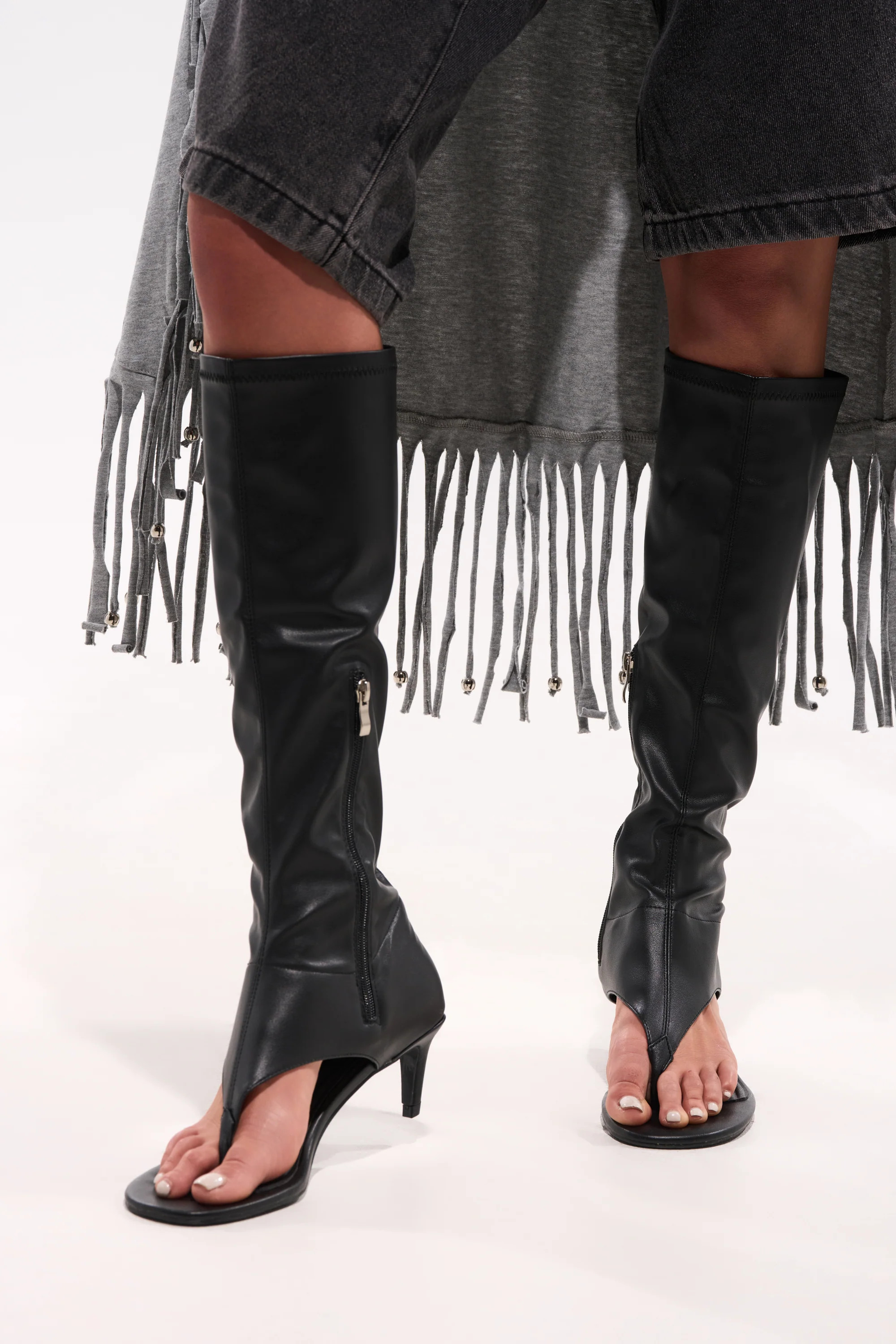 AZALEA WANG CECILE OPEN TOE SANDAL BOOT IN BLACK | AKIRA