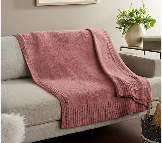 Barefoot Dreams CozyChic 54x72 Stacked Ribbed Border Throw - QVC.com | QVC
