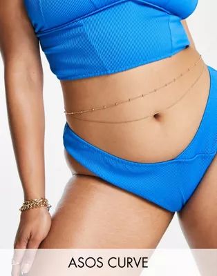 ASOS DESIGN Curve pack of 2 belly chains in dot dash and fine chain in gold tone | ASOS | ASOS (Global)
