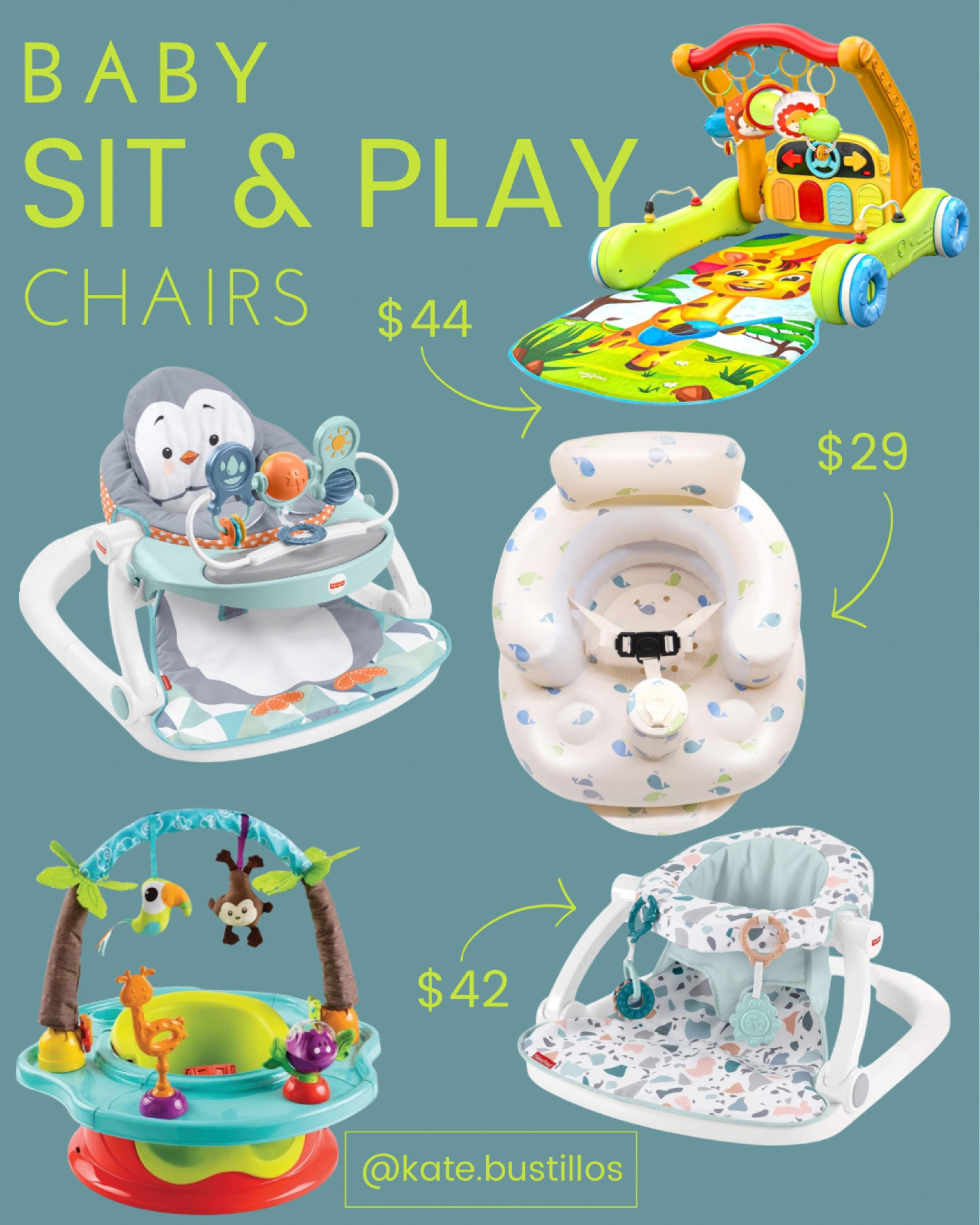 These are some of my go-to chairs and play mats to keep babies occupied! 💚

#baby #playtime #toys #babyboy #babygirl #pregnancy

#LTKbaby #LTKbump #LTKkids