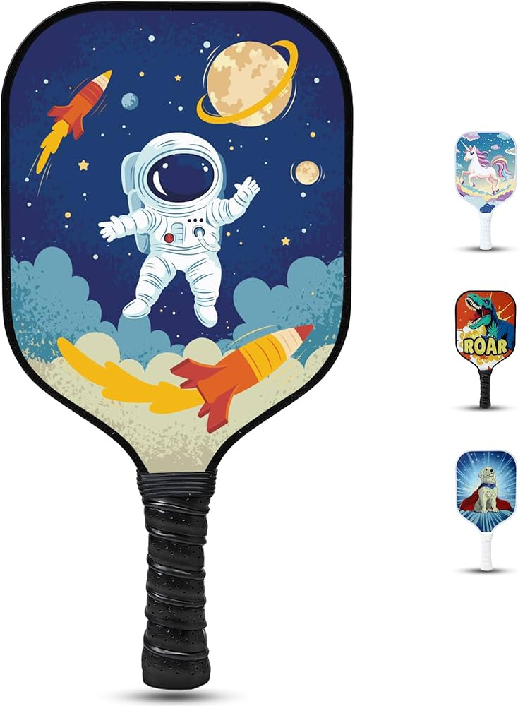 Kids Pickleball Paddle - Astronaut & Galaxy Design | Lightweight Fiberglass Paddle for Children U... | Amazon (US)