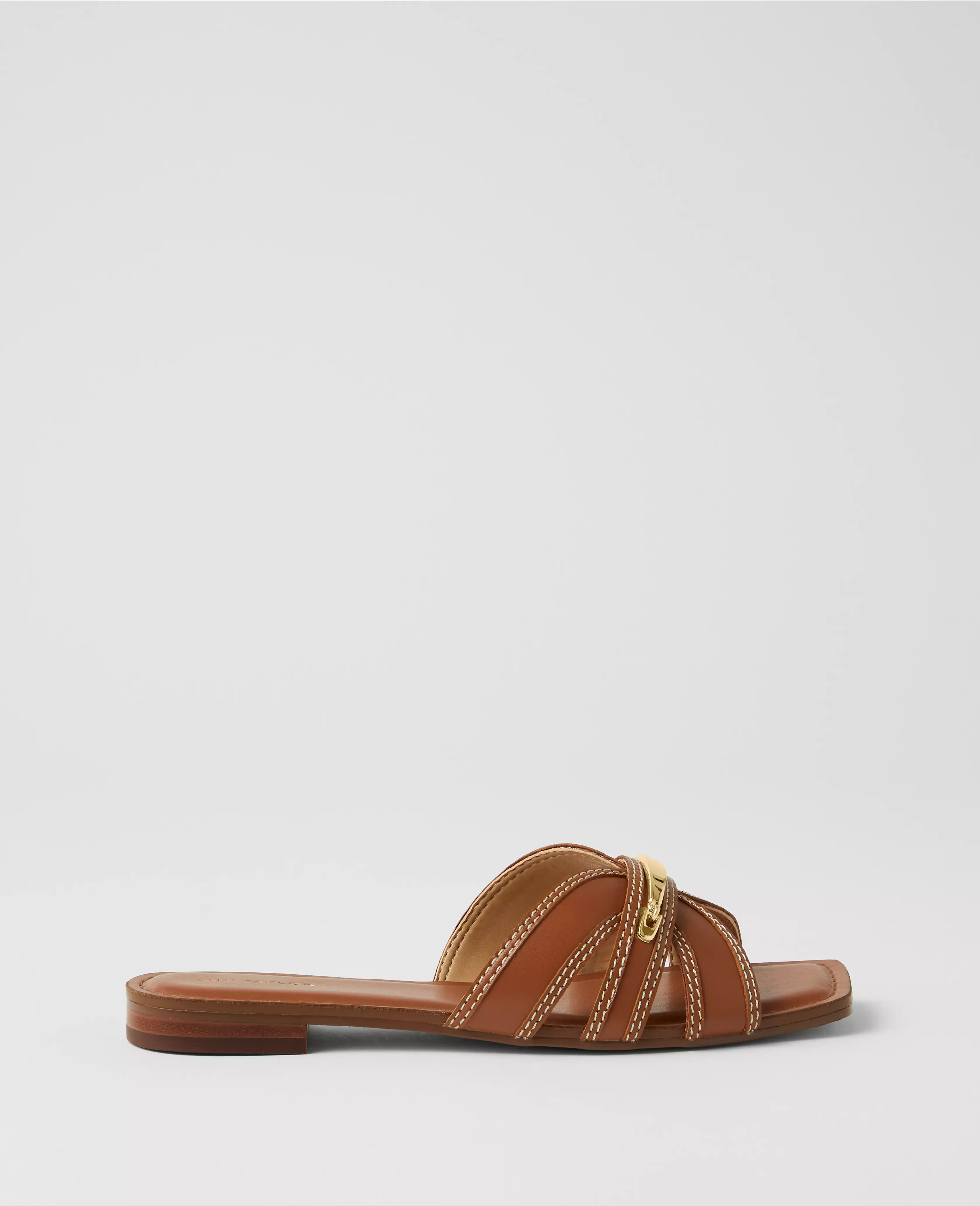 Weekend Collection Leather Embellished Cross Strap Sandals | Ann Taylor
