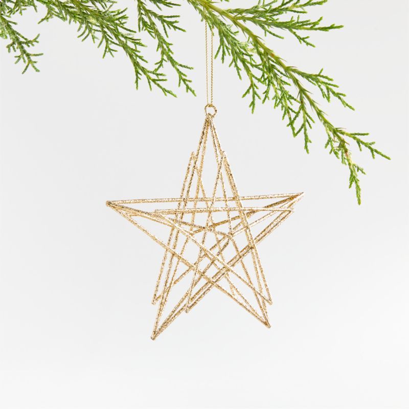 Gold Glitter Star Christmas Tree Ornament + Reviews | Crate & Barrel | Crate & Barrel