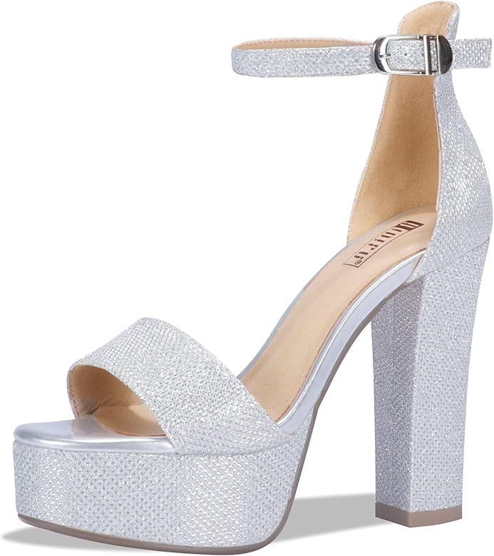IDIFU Women's Platform Chunky High Heel Sexy Sandals Ankle Strap Open Toe Heeled Shoes for Weddin... | Amazon (US)