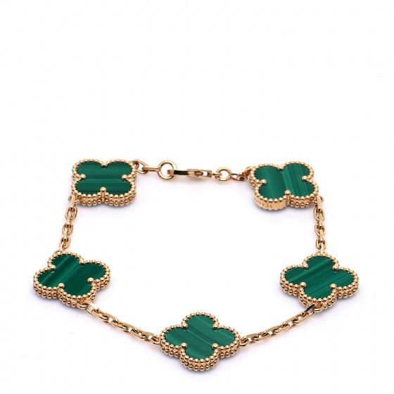 VAN CLEEF & ARPELS

18K Yellow Gold Malachite 5 Motifs Vintage Alhambra Bracelet | Fashionphile