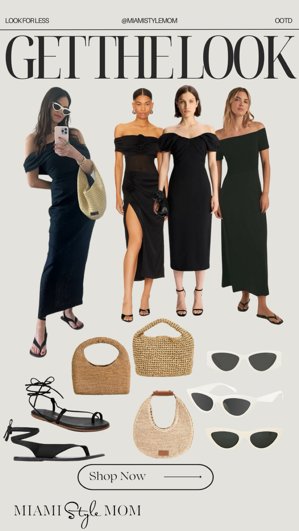 Get the look!🤍 loving this off the shoulder dress for the spring and summer! 

Summer dress. Off the shoulder dress. Cat eye glasses. Raffia purse. Black sandals.  

#LTKItBag #LTKStyleTip #LTKShoeCrush