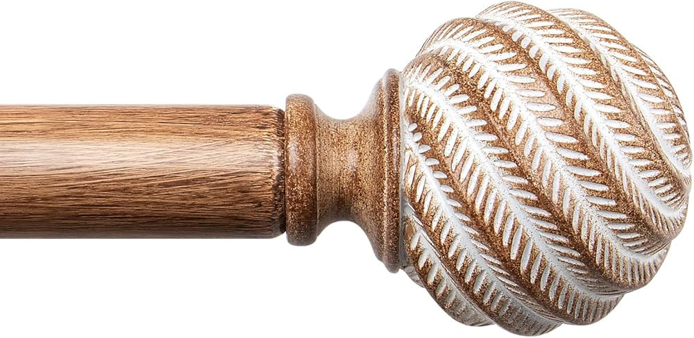 Wood Curtain Rod for Windows, TONIAL 1'' Adjustable 32-58 Inch Heavy Duty Drapery Rod with Wood G... | Amazon (US)