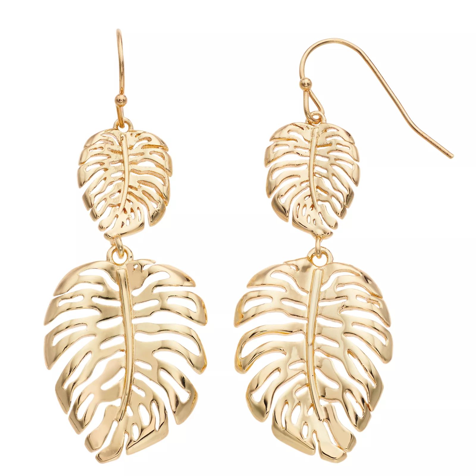 LC Lauren Conrad Palm Leaf Nickel Free Drop Earrings, Women's, Gold | Kohl's