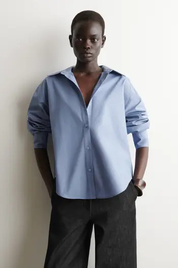 COS Open-Collar Cotton Shirt | Nordstrom | Nordstrom