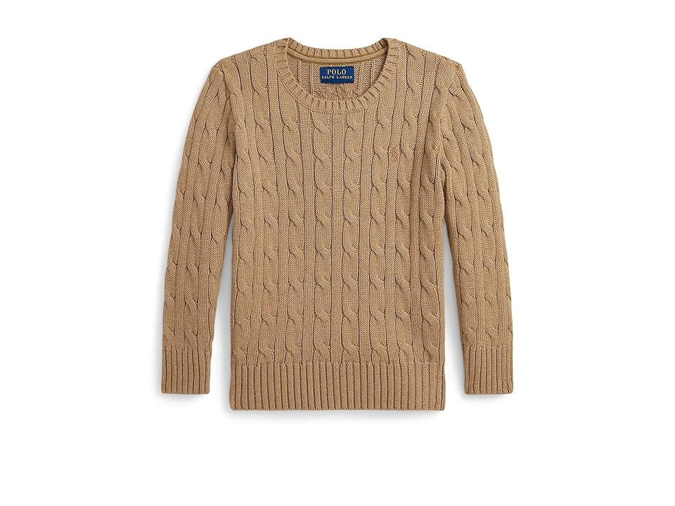 Polo Ralph Lauren Kids Cable-Knit Cotton Sweater (Toddler/Little Kid) Boy's Sweater Camel Heather : 7 Little Kid | Zappos