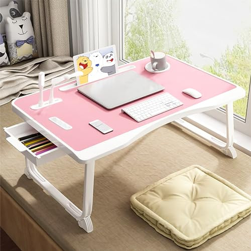 Laptop Bed Table, Laptop Desk for Bed, Foldable Laptop Bed Desk with USB Charge Port, Handle, Desktop Card Slot, Cup Slot, Side Drawer, Portable Laptop Table for Bed Eating Reading Working | Amazon (US)