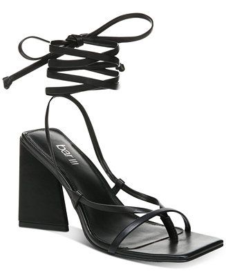 Bar III Alana Tie-Up Geo-Heel Sandals, Created for Macy's & Reviews - Sandals - Shoes - Macy's | Macys (US)