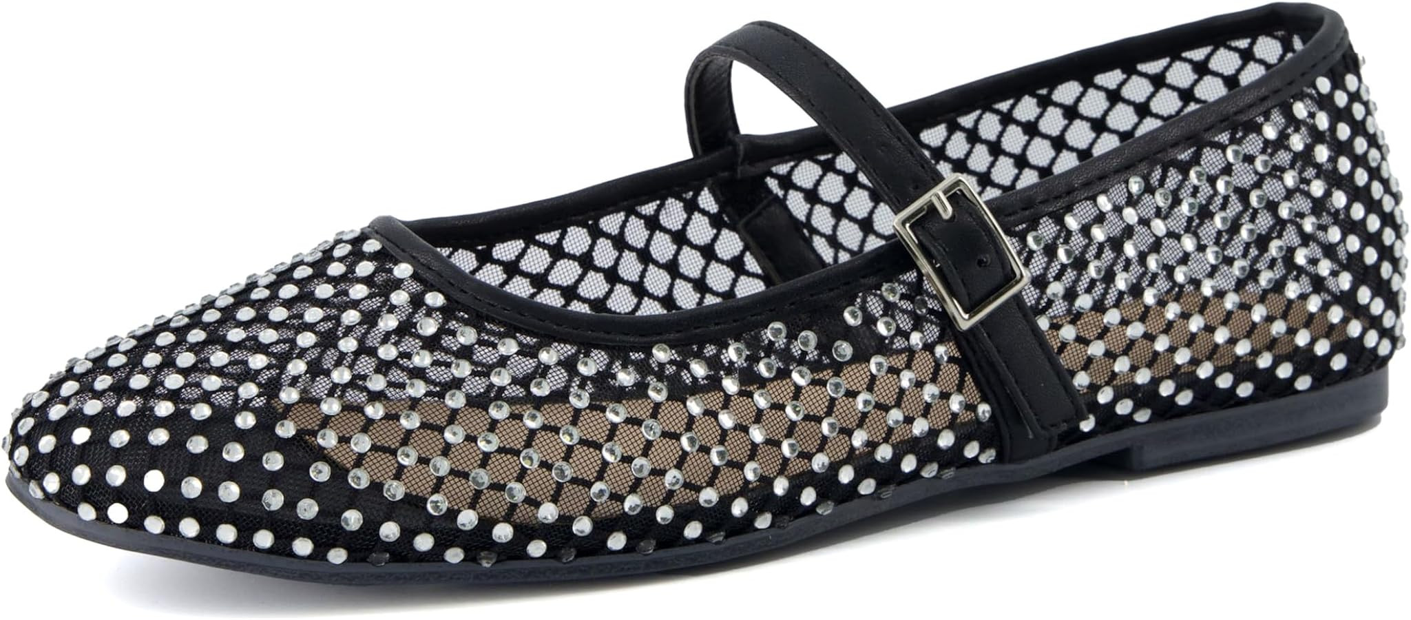 CUSHIONAIRE Women's Maxie Rhinestone Mesh Flat +Memory Foam and Wide Widths Available | Amazon (US)