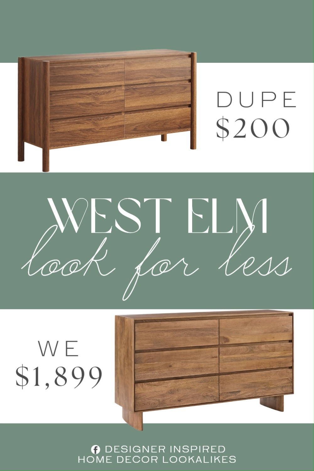 Inspired by West Elm 6-Drawer Dresser. Mid Century Modern Dresser. Walnut Wood Dresser. Minimalist Bedroom Storage. Modern Farmhouse Dresser. Contemporary Storage Cabinet. Wood Bedroom Dresser. Modern Rustic Dresser. 

Home more affordable option find copy cat similar look for less budget friendly affordable cheap cheaper beautiful pretty. Clearance sale coupon code discount code promo code luxury lookalike look a like Inspo inspiration inspired by idea ideas Love like these? I share multiple every day in my FB group.
#westelminspired #drawerdresser #bedroomstorage #woodfurniture #modernbedroom #furniturefinds #bedrominspo 

 #LTKHome