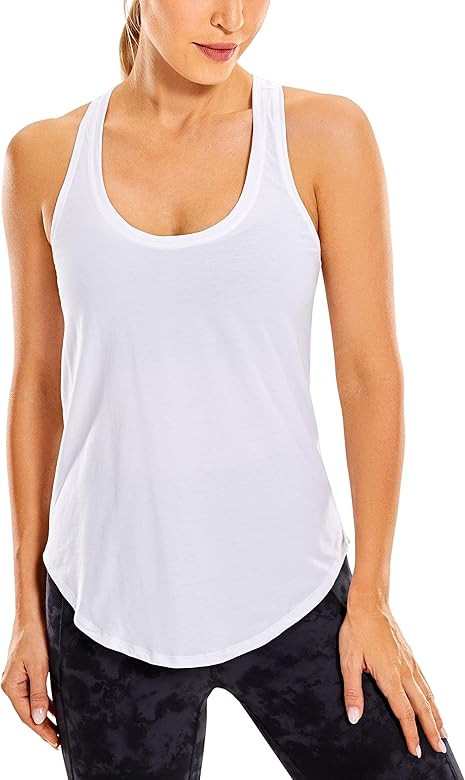 CRZ YOGA Women's Lightweight Pima Cotton Workout Tank Tops-Soft Racerback Athletic Yoga Tanks | Amazon (US)