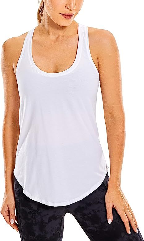 CRZ YOGA Women's Lightweight Pima Cotton Workout Tank Tops-Soft Racerback Athletic Yoga Tanks | Amazon (US)