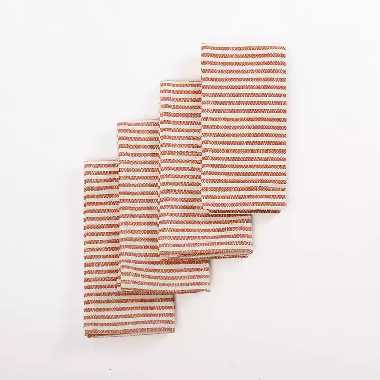 Rust Pinstripe Cotton Napkins, Set of 4 | Kirkland's Home