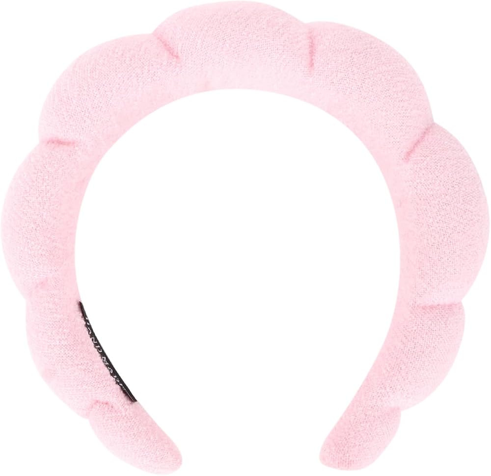 Pink Spa Headband for Washing Face Puffy Sponge Headbands Skincare Headbands for Women Girls Terr... | Amazon (US)