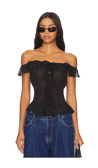 Timeless Ruffle Top in Onyx | Revolve Clothing (Global)