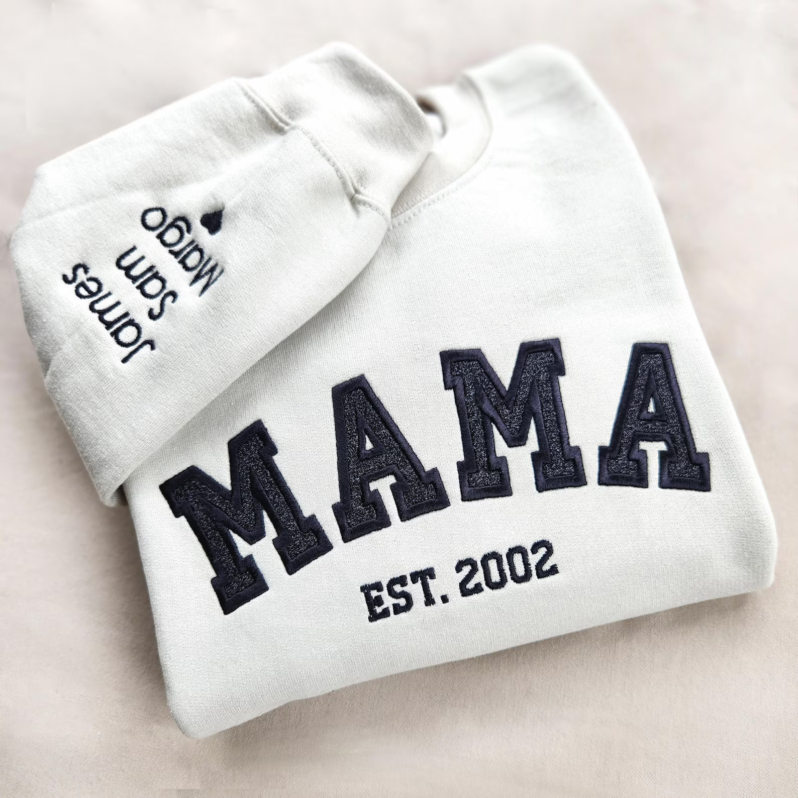 Custom Embroidered Mama Sweatshirt With Kids Names on Sleeve New Mom Hoodie Personalized Gift for... | Etsy (US)