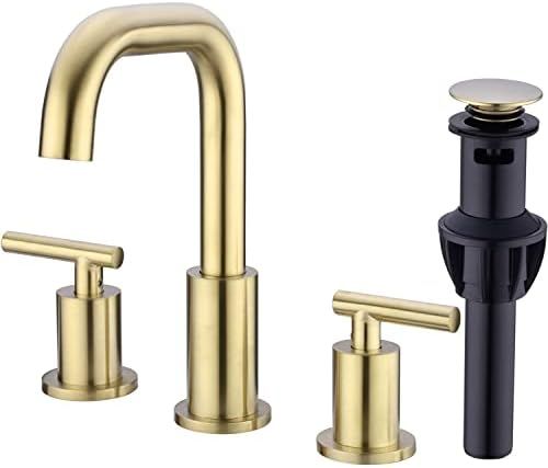 TRUSTMI Bathroom Faucet 2 Handle 8 Inch Brass Sink Faucet 3 Hole Widespread with 360 Degree Swive... | Amazon (US)