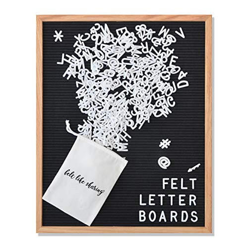 Black Felt Letter Board 16x20 Inches, Changeable Letter Board Plus 348 White Plastic Letters, Warm Oak Frame Wooden Letter Board w/Sawtooth Wall Hanger + Drawstring Pouch For Letterboard Letters | Amazon (US)