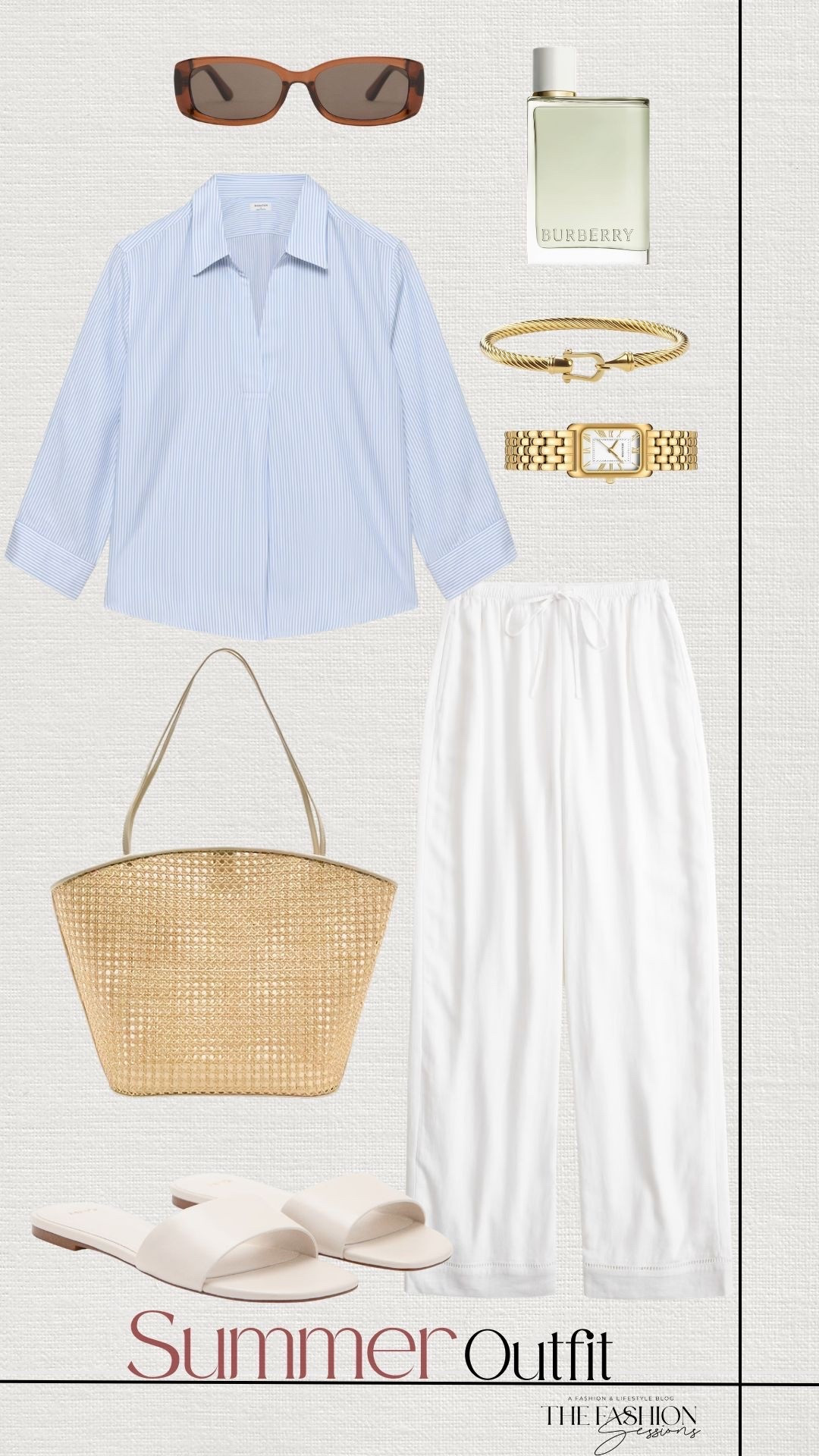 Summer Outfit | Blue Striped Top | White Linen Pants | Woven Bag |

#LTKootd #LTKSeasonal
